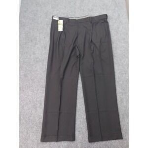 Haggar Dress Pants Mens 42x29 Black Pleate Cuffed Premium Comfort Waistband NWT